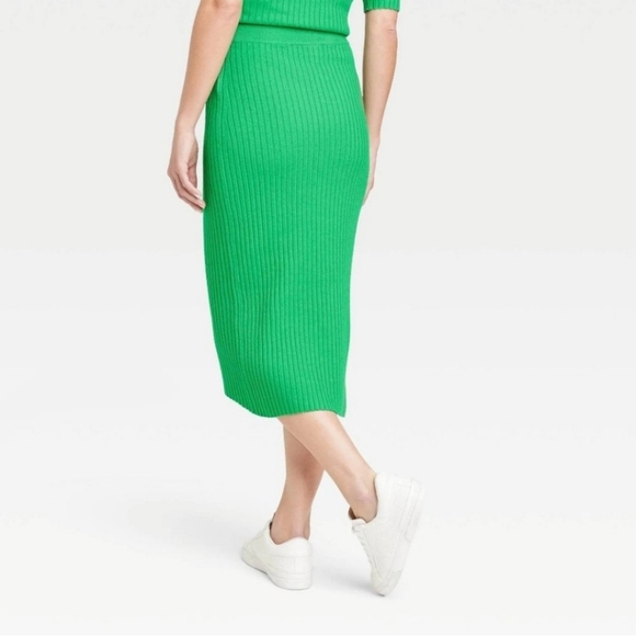 NWOT Rare Retro Fun Ribbed Pointelle Knit Polo & Midi Skirt Set - Picture 3 of 9